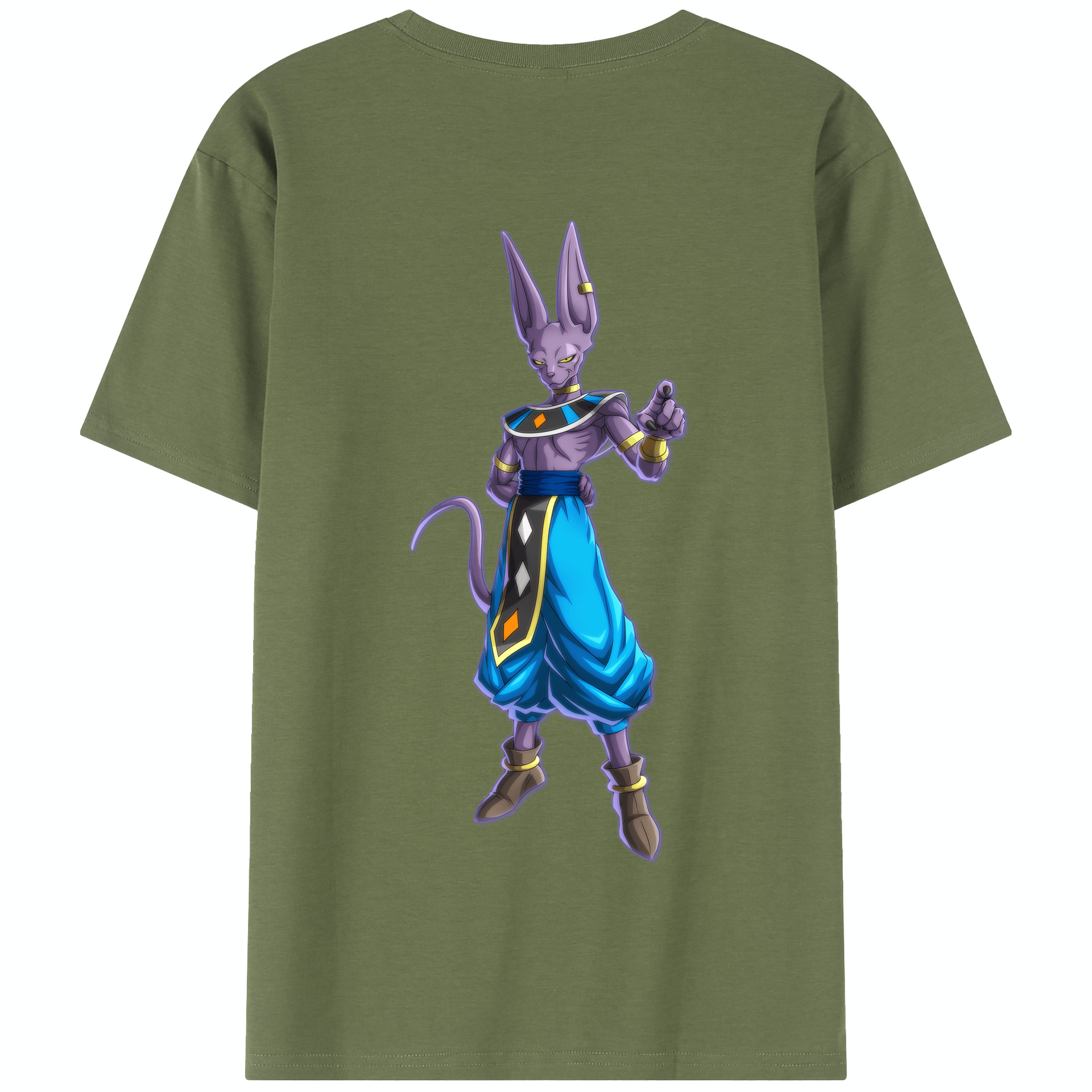 （画像用） ドラゴンボール ビルス 破壊神ビルス DRAGON BALL Beerus Birusu 綿100％半袖Tシャツ（背面プリント）